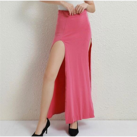 Rag & Bone Womens Pink Maxi Skirt With Side Slits Size XXS - Picture 12 of 12